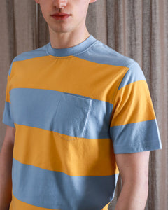 Far Afield Bold Stripe Pocket T-shirt - Allure Blue/Honey Gold