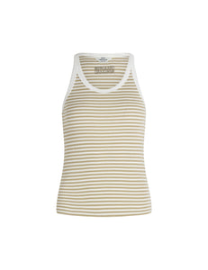 Mads Norgaard Cotton Stripe Carry Top - Elm/White - White Feather Boutique