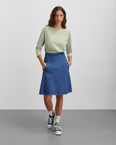 Mads Norgaard Stripe Silje Tee - Mosstone