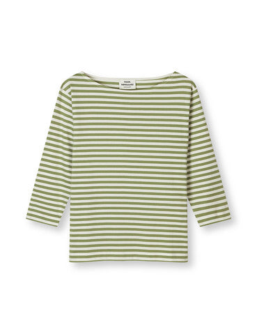 Mads Norgaard Stripe Silje Tee - Mosstone
