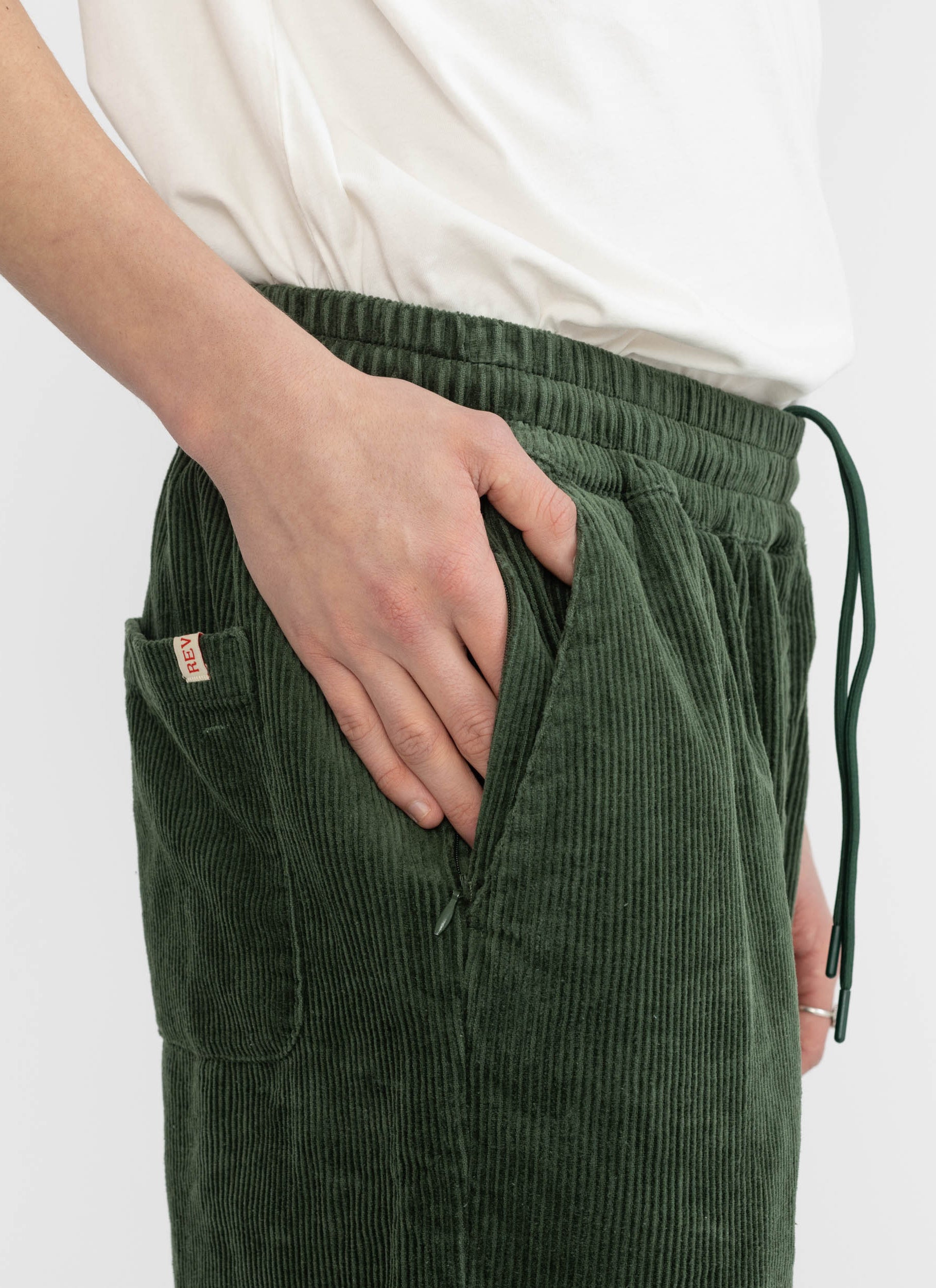 Revolution Casual Trousers - Dark Green Cord