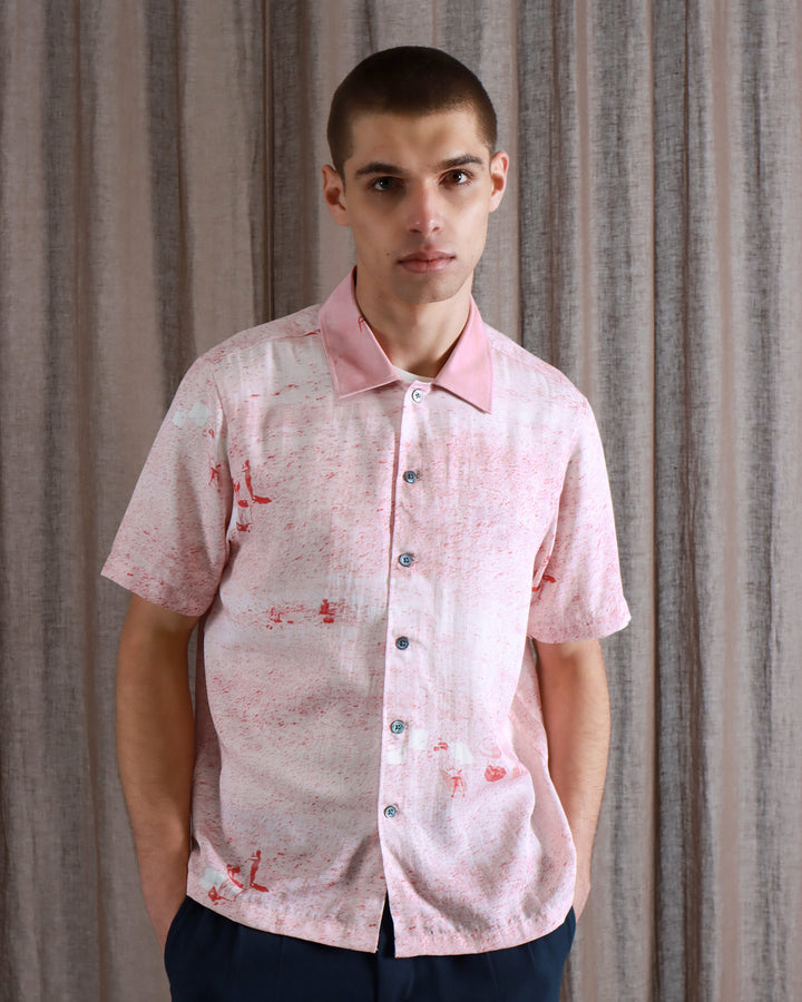 Far Afield Busey Shirt - Rose Pink Beach Print