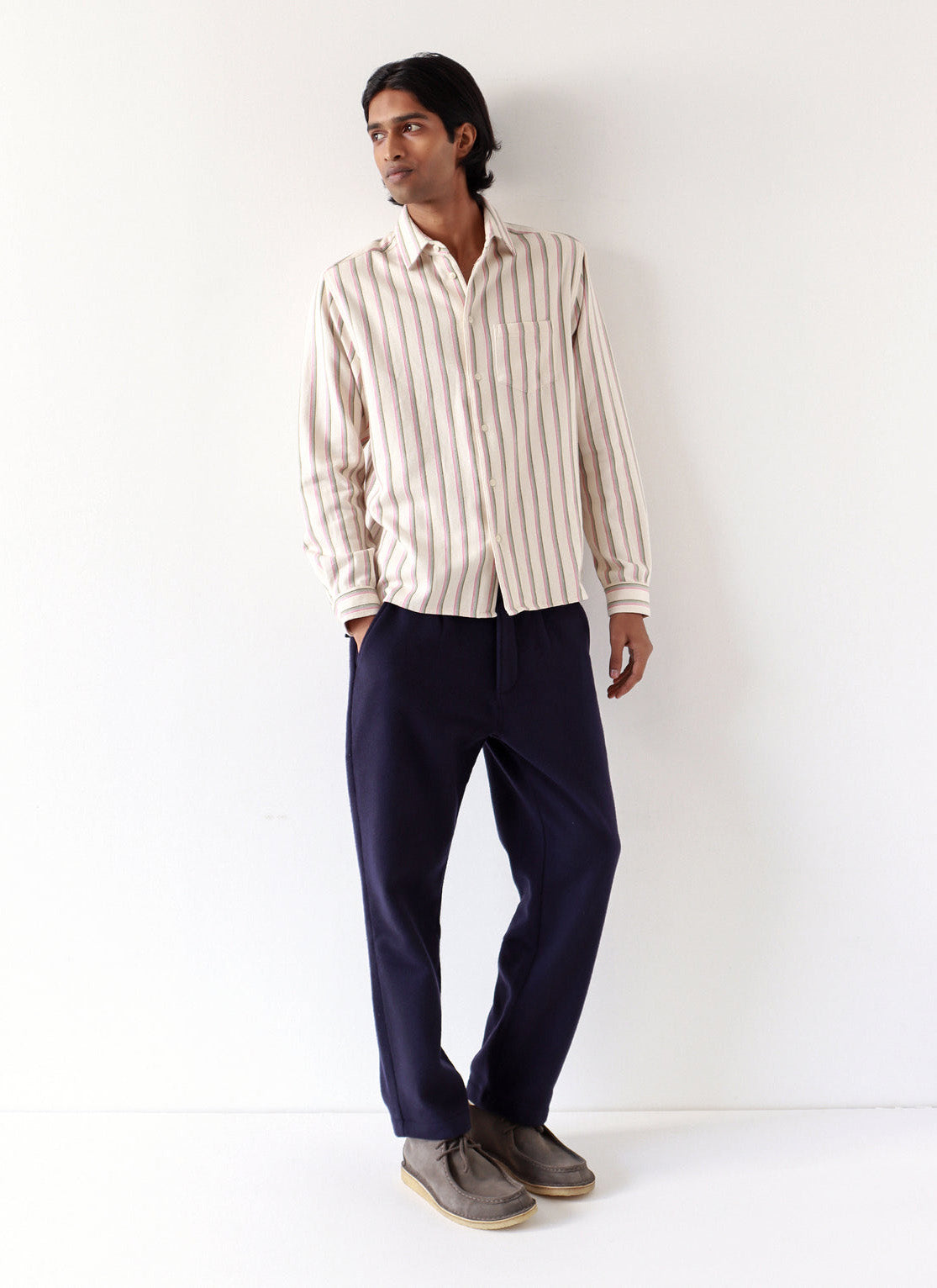 Far Afield Classic Shirt _ White Kuki Stripe