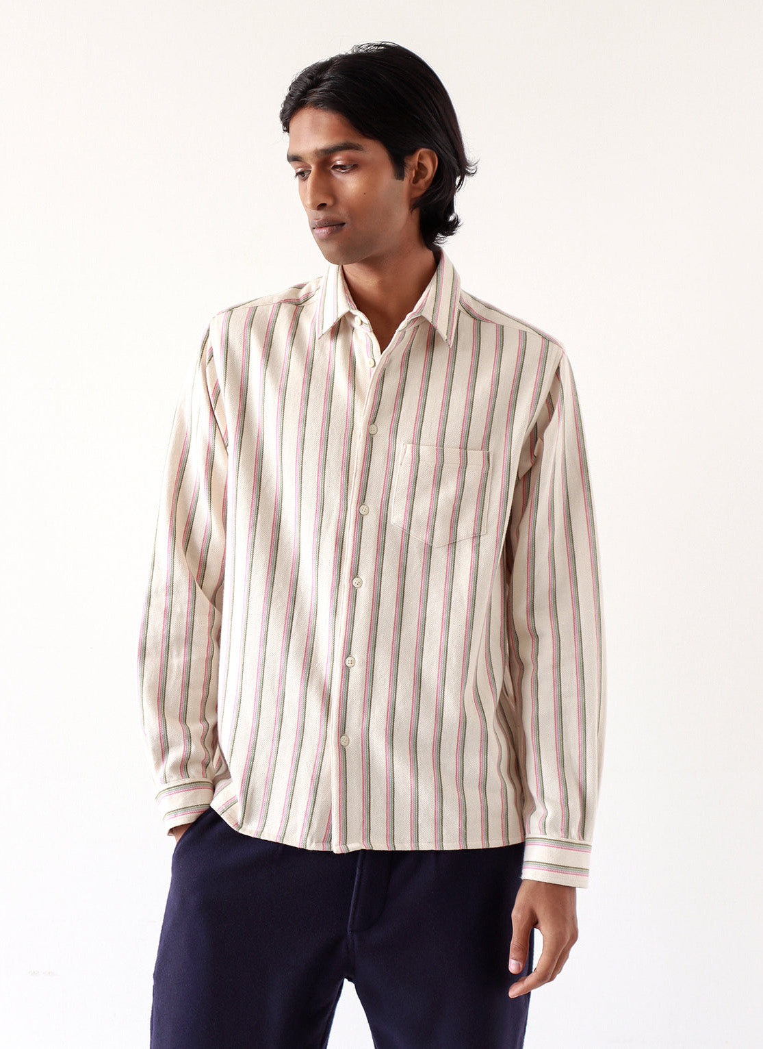 Far Afield Classic Shirt _ White Kuki Stripe
