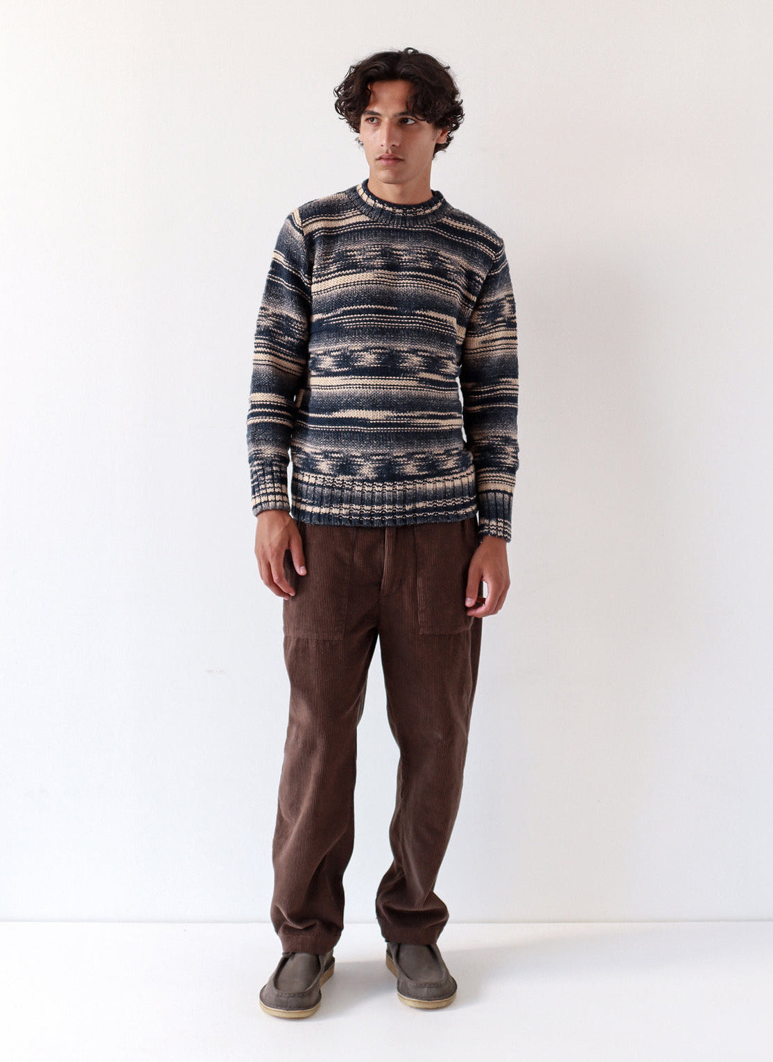 Far Afield Hosono Knit - Navy/Cornstalk Raised Stripe