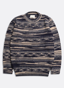 Far Afield Hosono Knit - Navy/Cornstalk Raised Stripe