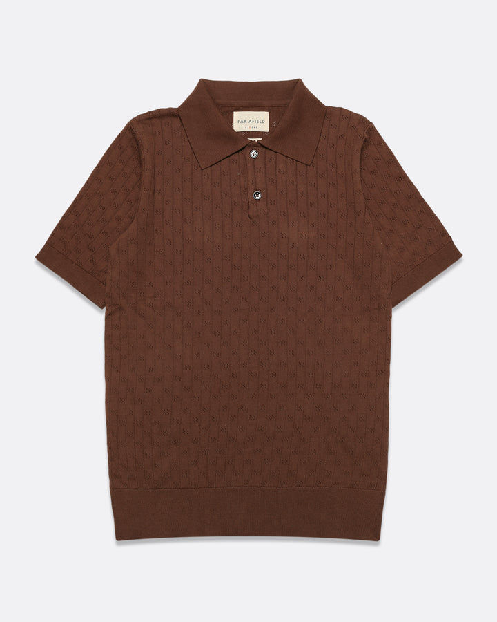 Far Afield Jacobs Polo - Brown Perforated Lace