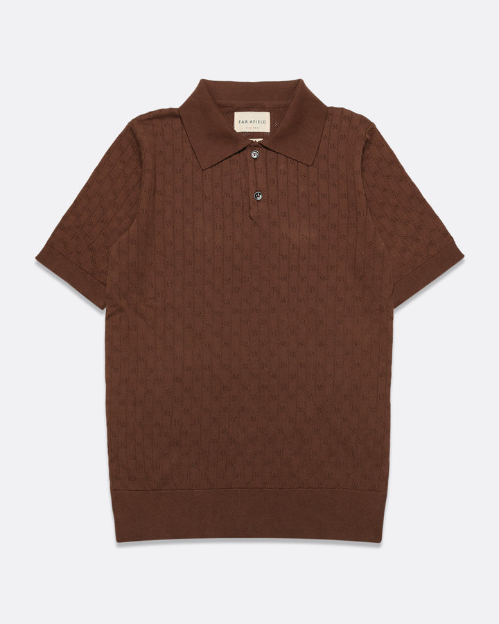 Far Afield Jacobs Polo - Brown Perforated Lace