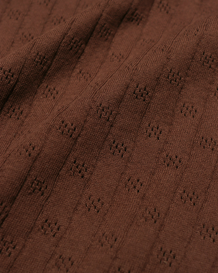 Far Afield Jacobs Polo - Brown Perforated Lace