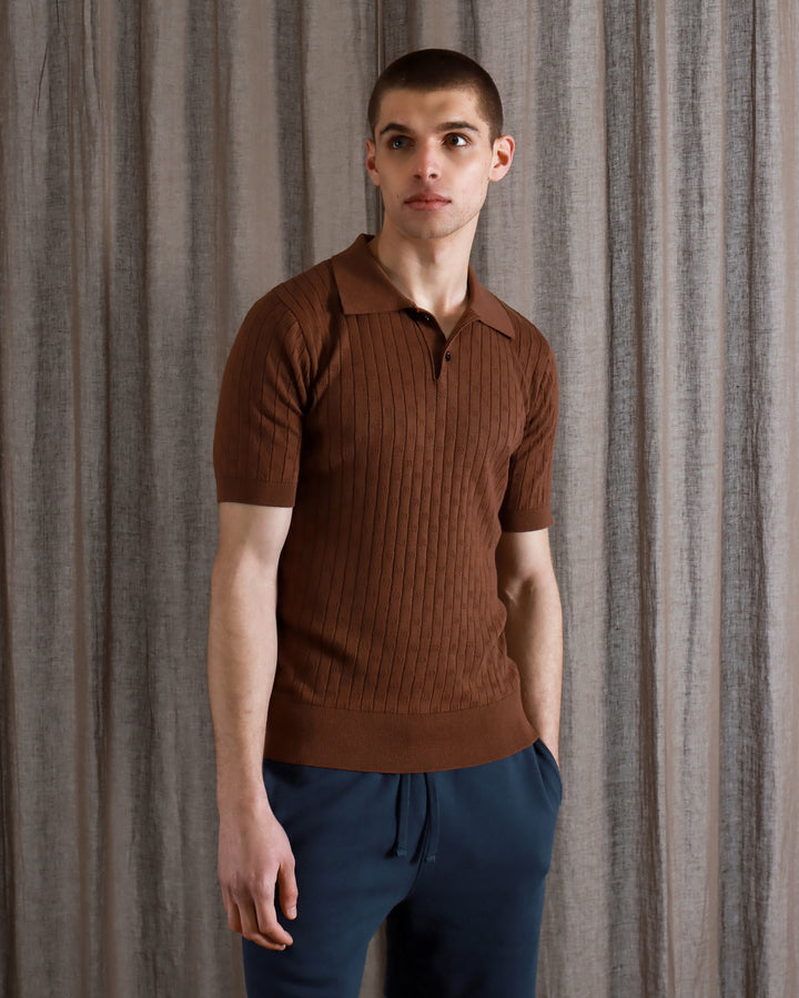 Far Afield Jacobs Polo - Brown Perforated Lace