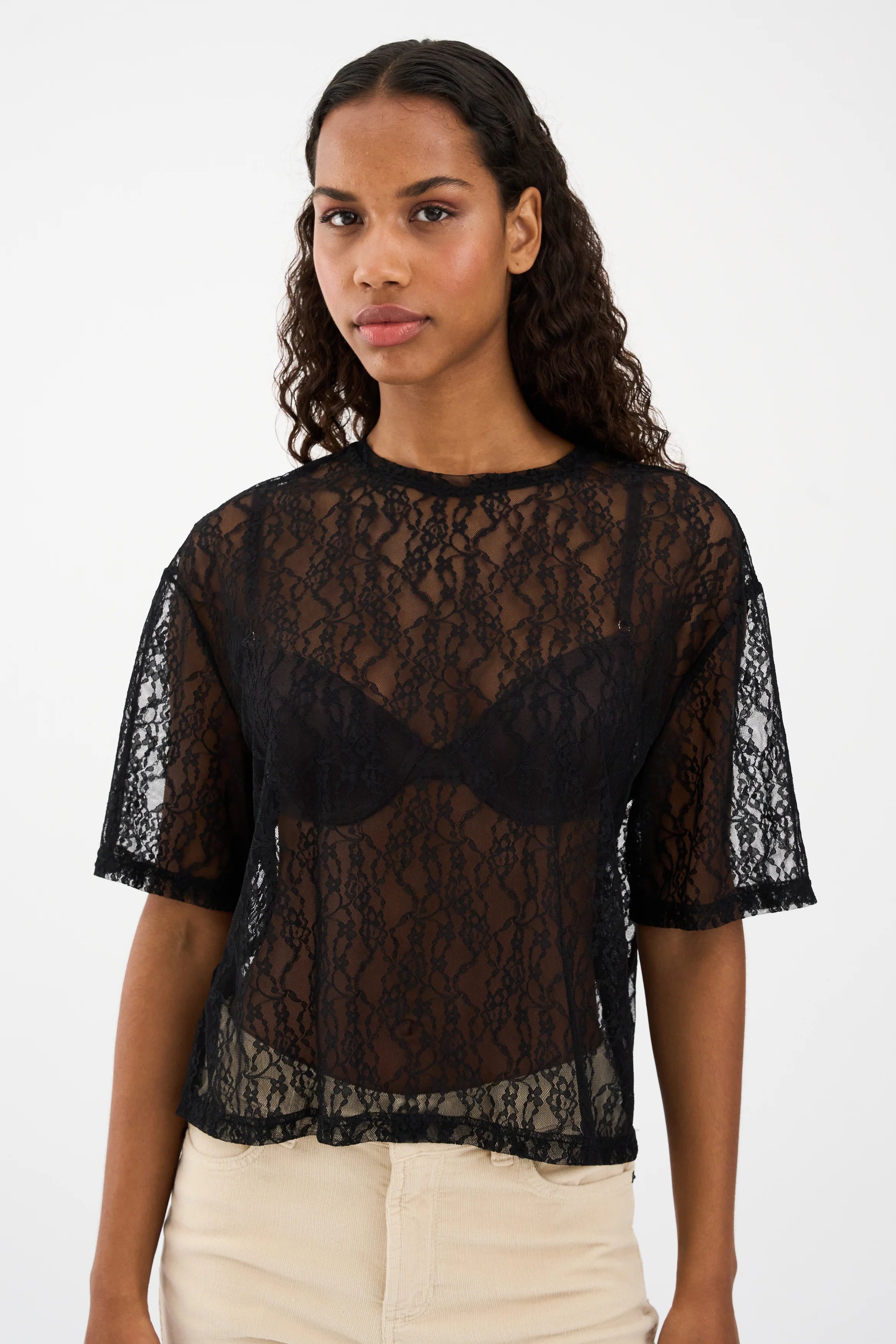 IVY Lara Lace Tee - Black