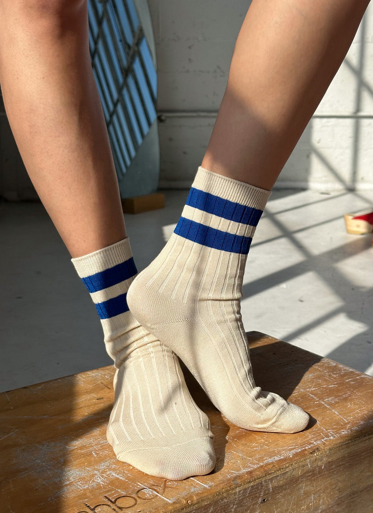 Le Bon Shoppe Her Varsity Socks - Azure