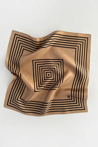 Lescarf Silk Scarf - Cappuccino &Black