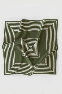 Lescarf Silk Scarf - Olive Green & Cream
