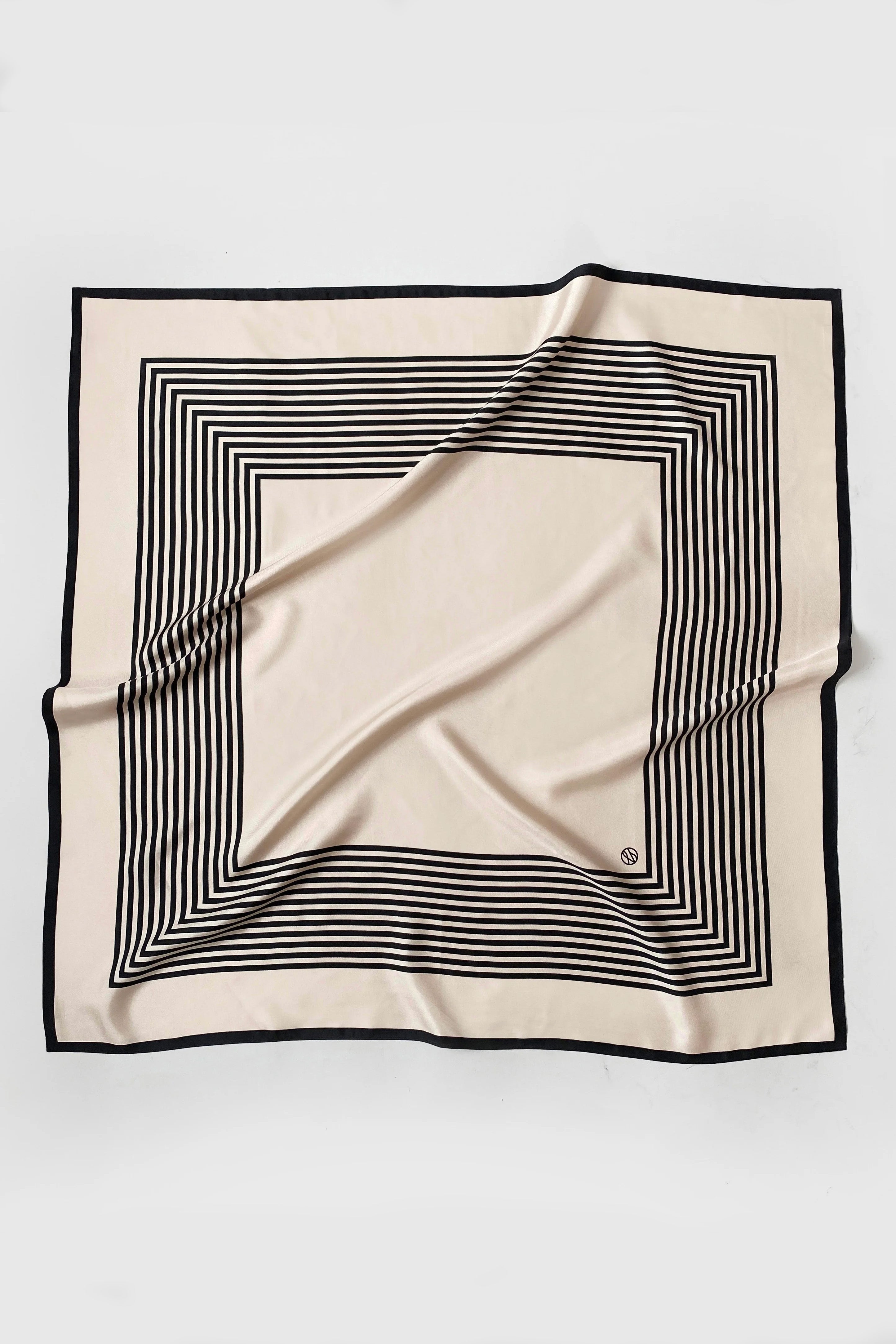 Le Scarf Large Silk Scarf - Sand & Black