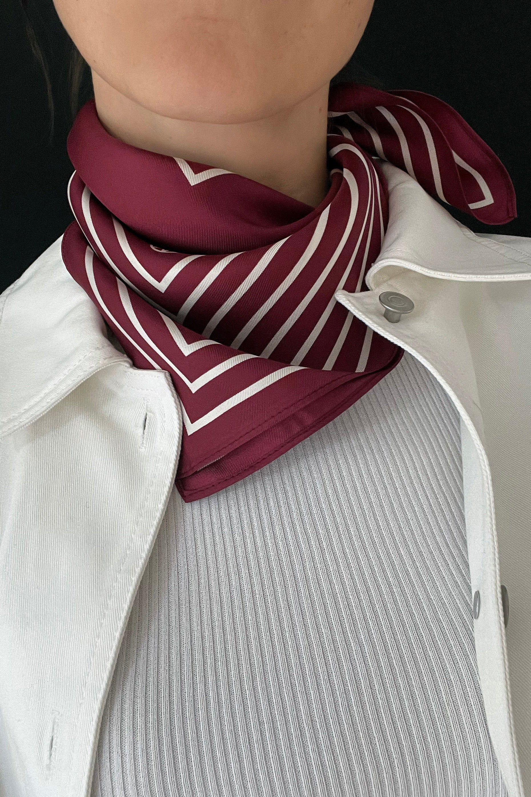 Lescarf Silk Scarf - Red Wine & Black