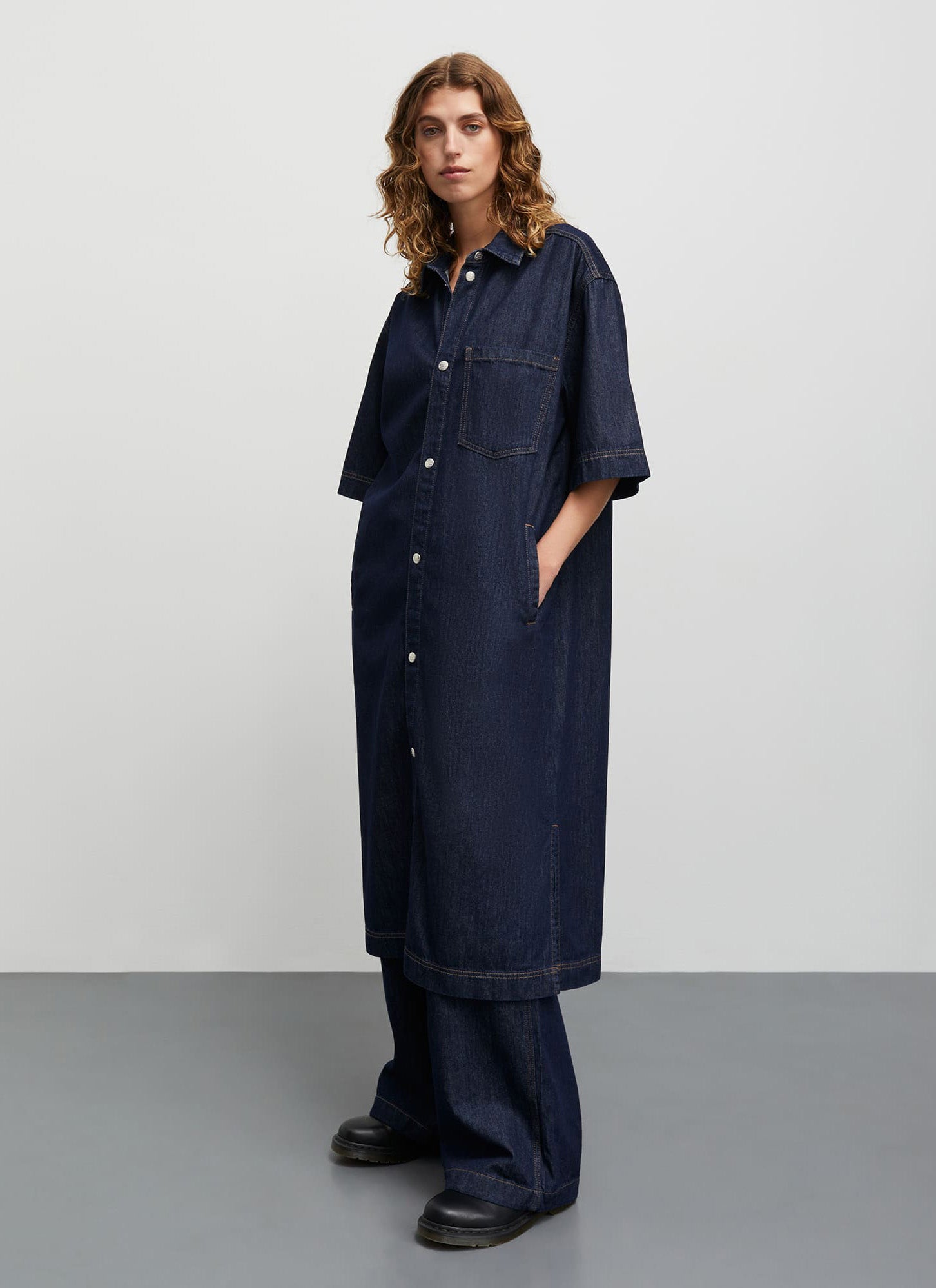 Mads Norgaard Cosy Denim Violet Dress - Dark Indigo