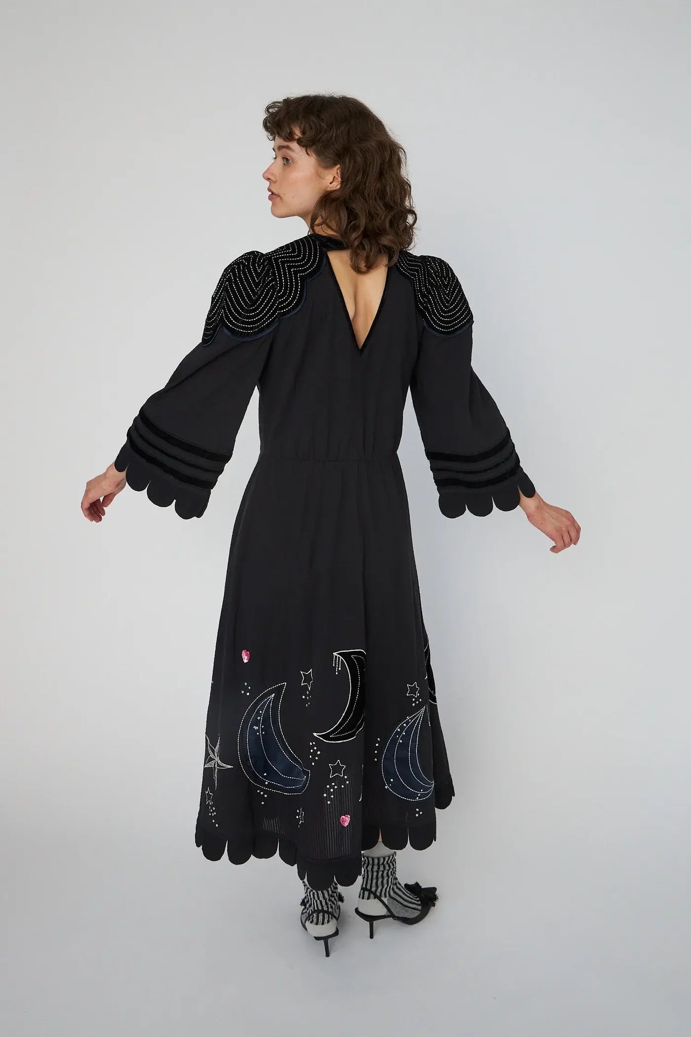 Stella Nova Moon & Star Embroidered Midi Dress