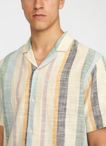 Revolution Cuban Shirt - Dustgreen Stripe
