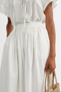 Skall Studio Dagny Skirt - White/Yellow Dobby Stripe