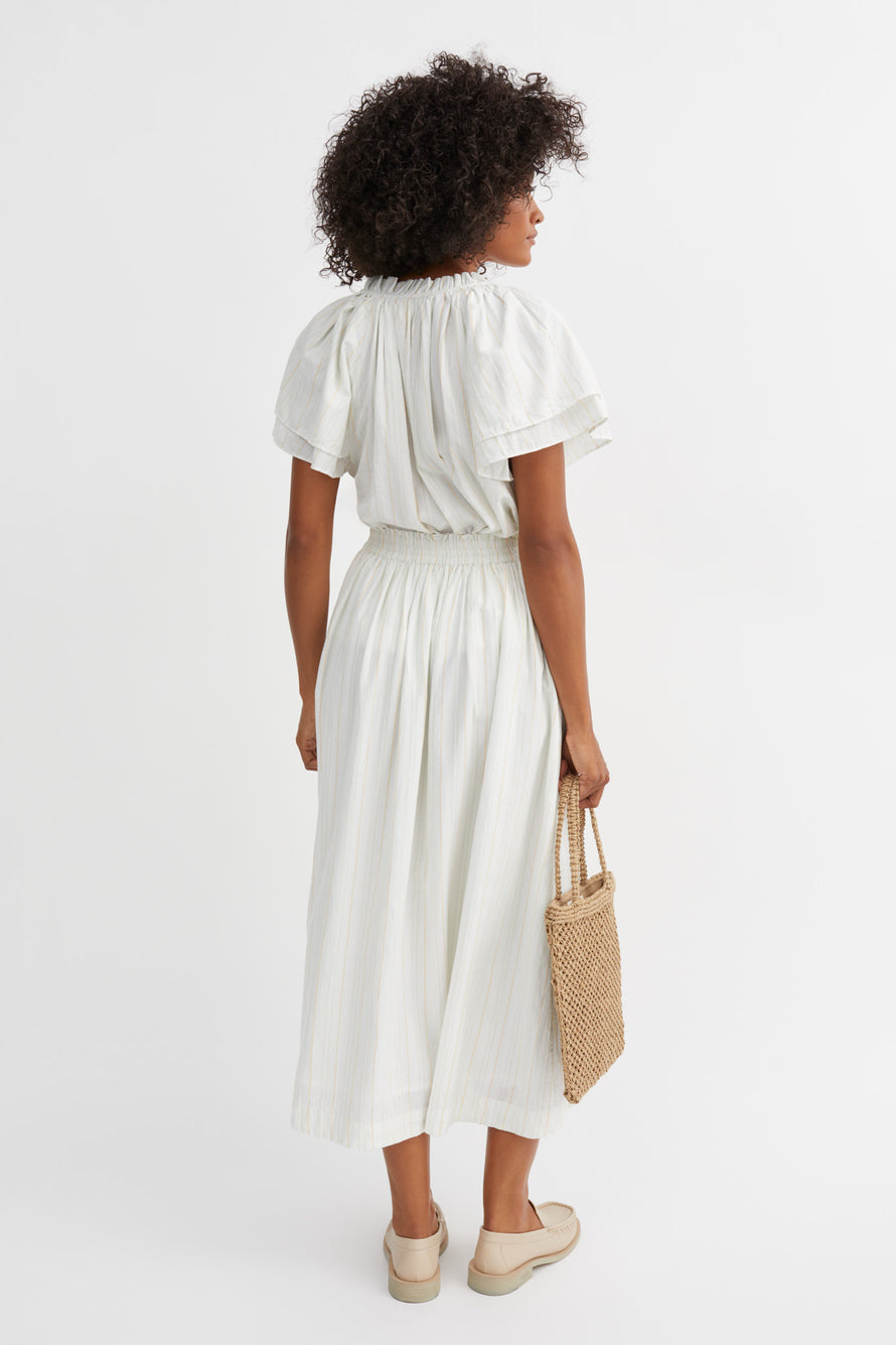 Skall Studio Dagny Skirt - White/Yellow Dobby Stripe