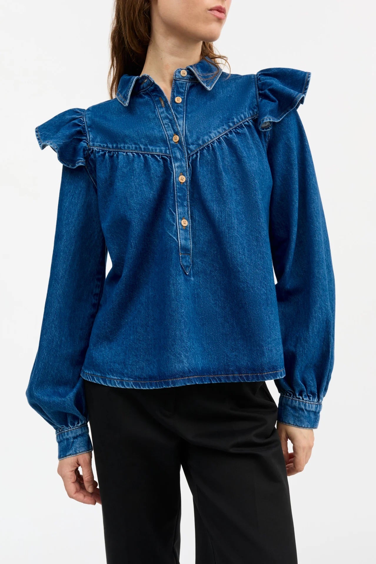 Skall Studio Mille Blouse - Vintage Blue Denim