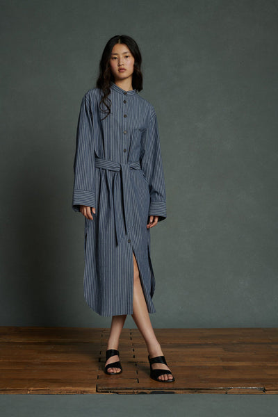 sheller シェリエ　fringe stripe shirt dress fringe stripe shirt dress – shéller / シェリエ