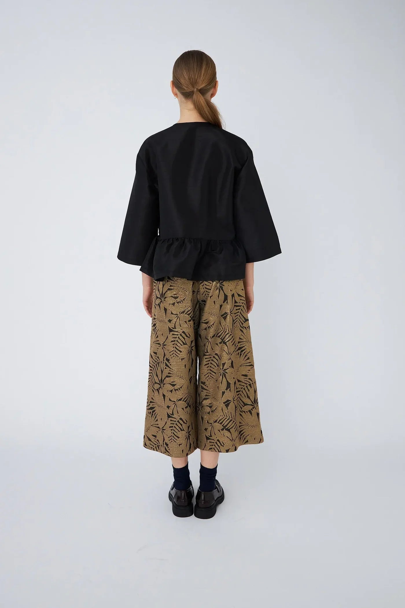 Stella Nova Crispy Peplum Bow Blouse - Black