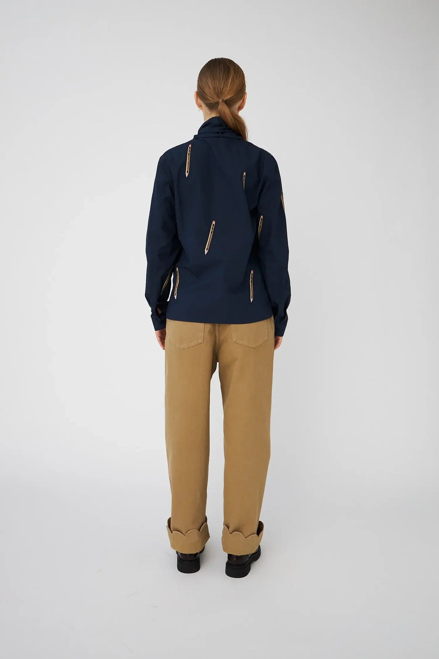 Stella Nova Embroidered Cotton Bow Shirt - Navy