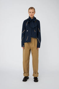 Stella Nova Embroidered Cotton Bow Shirt - Navy