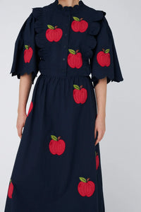 Stella Nova Embroidered Midi Dress - Navy
