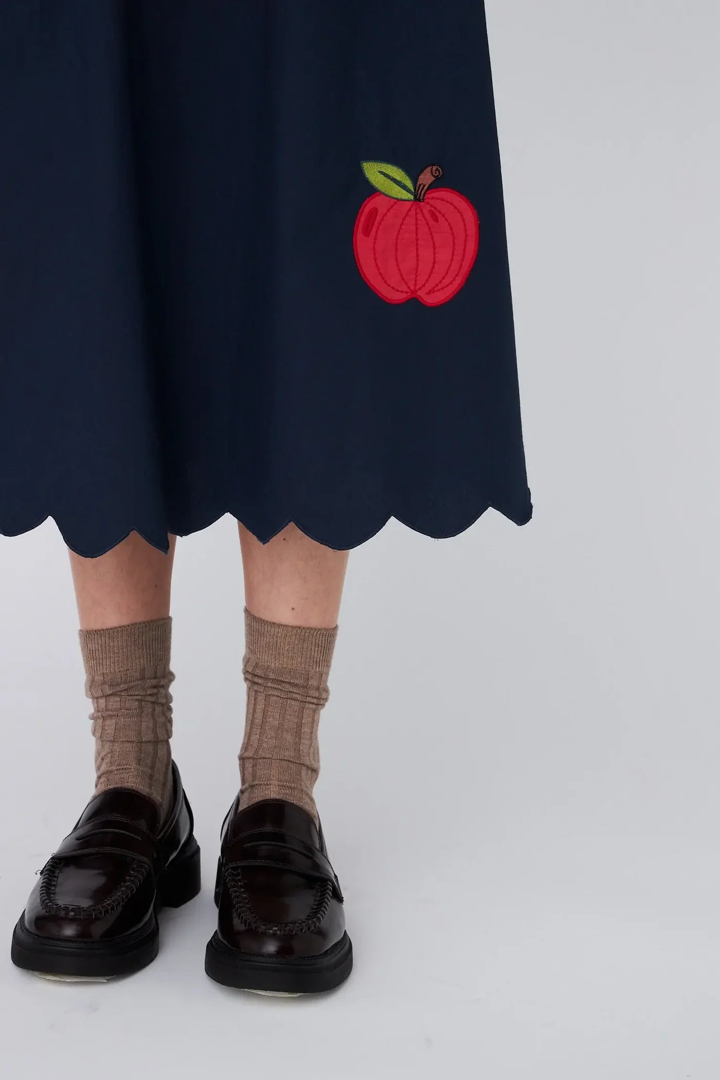 Stella Nova Embroidered Midi Dress - Navy