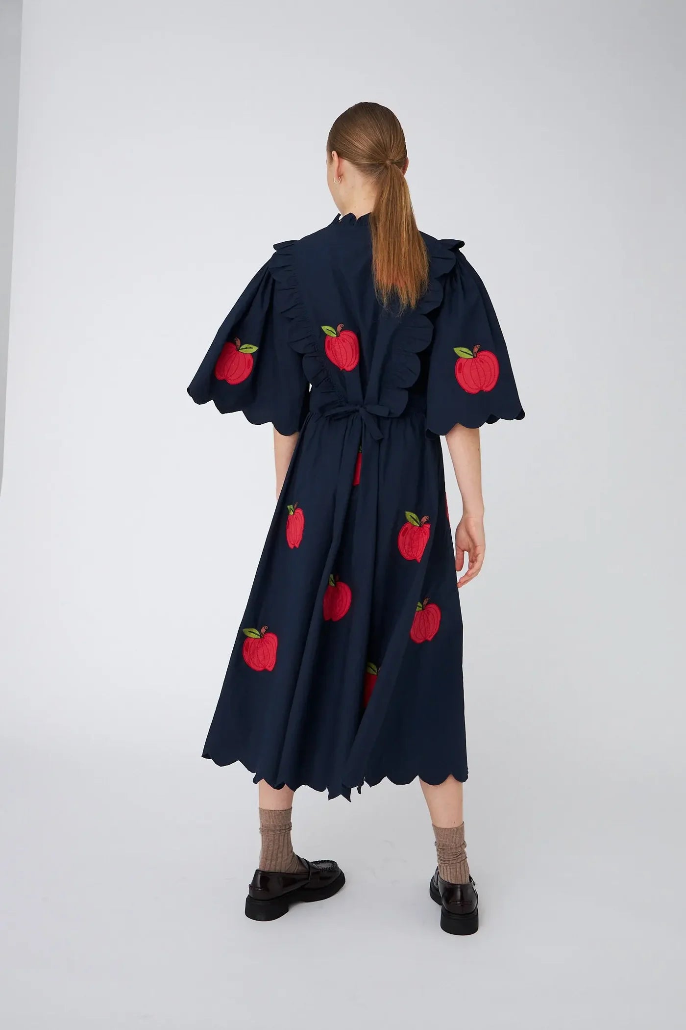 Stella Nova Embroidered Midi Dress - Navy