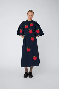 Stella Nova Embroidered Midi Dress - Navy
