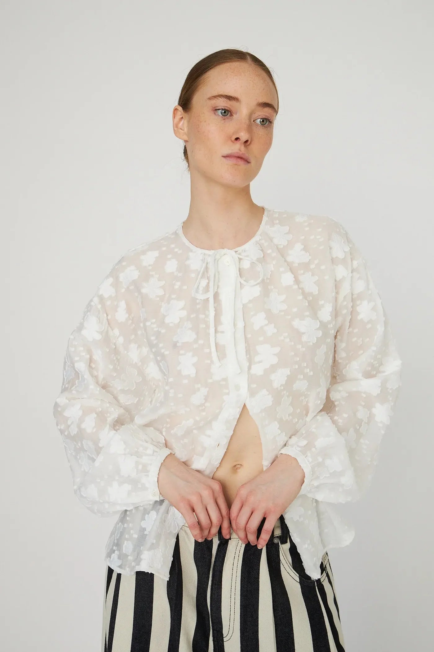 Stella Nova Flower Jacquard Loose Shirt