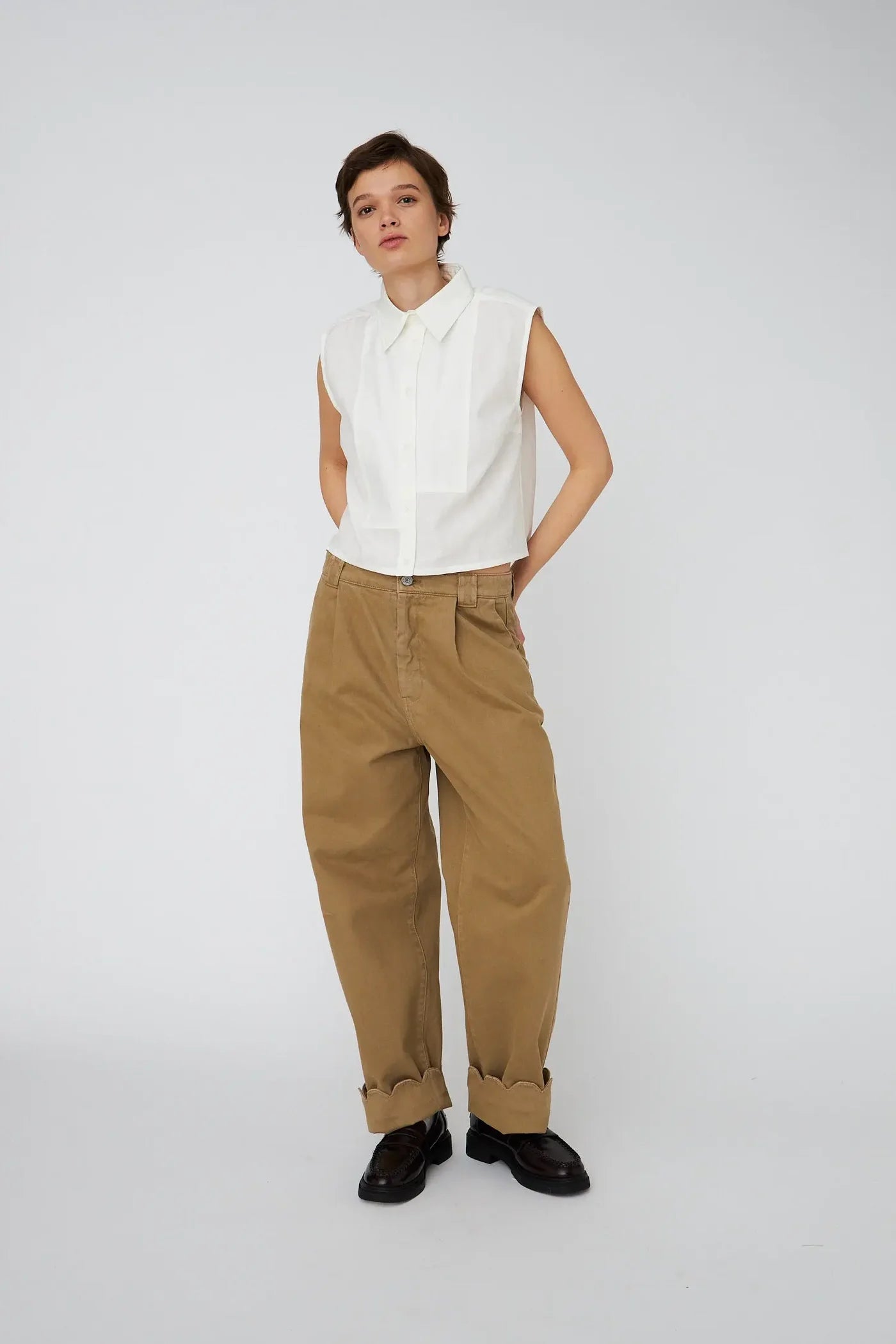 Stella Nova Low Waist Cotton Pants with Scallop Edge