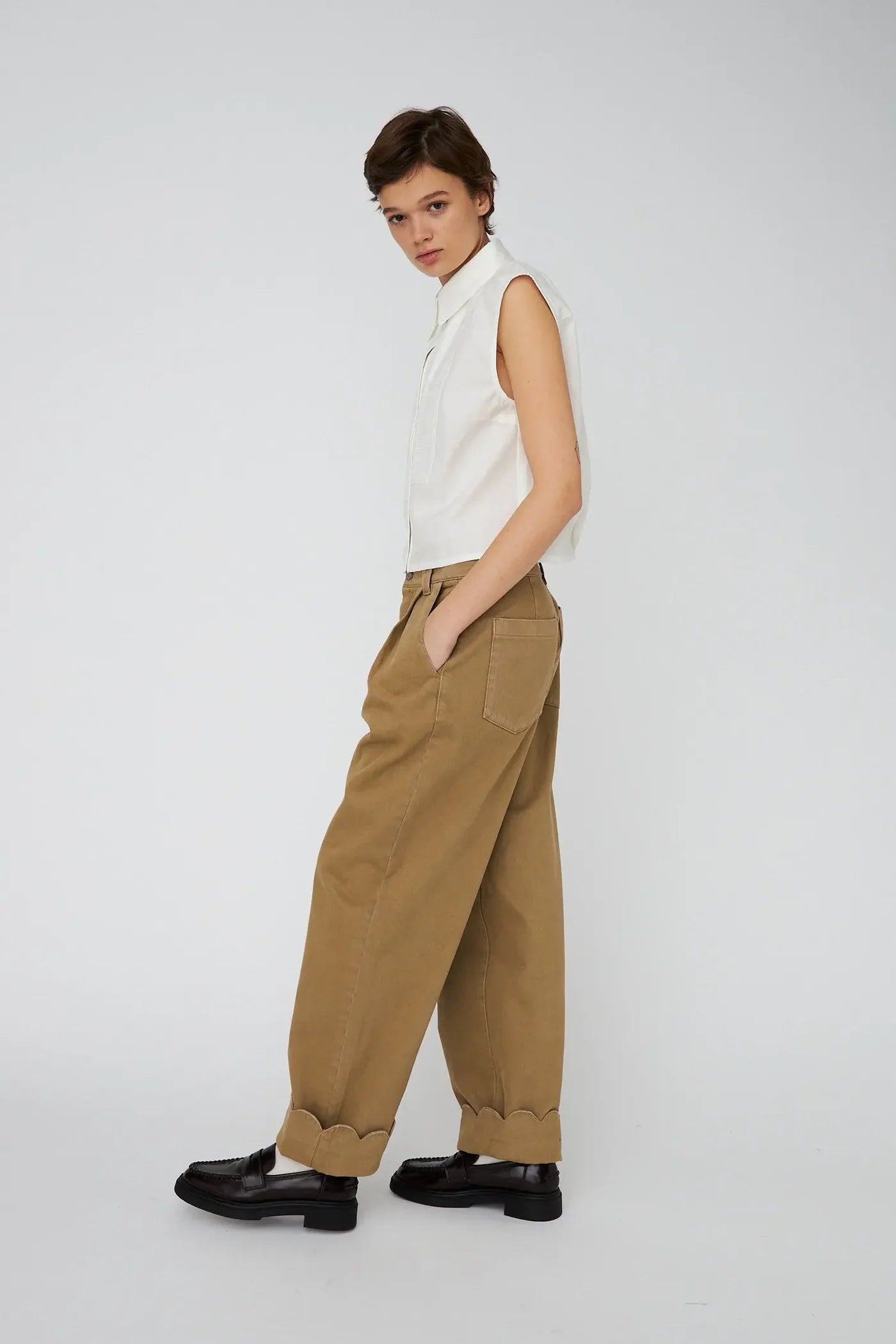 Stella Nova Low Waist Cotton Pants with Scallop Edge