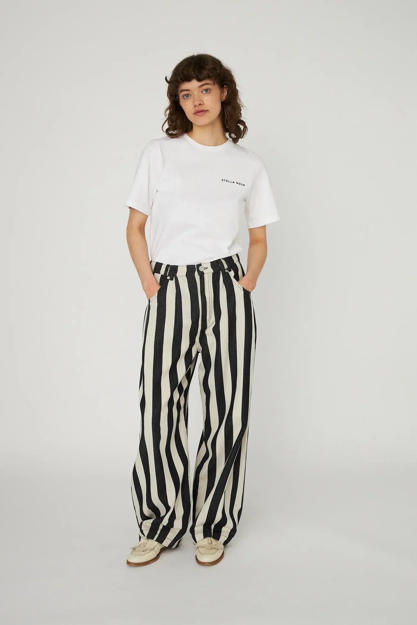 Stella Nova Striped Baggy Low-Waist Pants