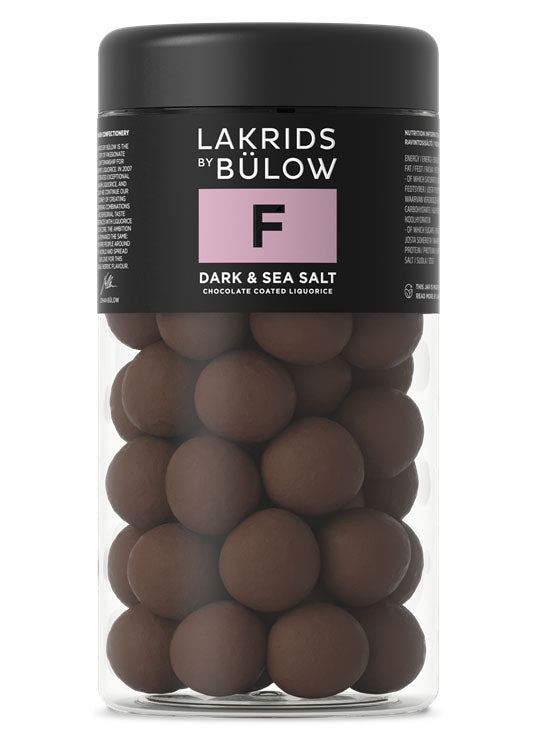 Lakrids by Bulow - F - Dark and Sea Salt - Chocolate covered Liquorice - White Feather Boutique