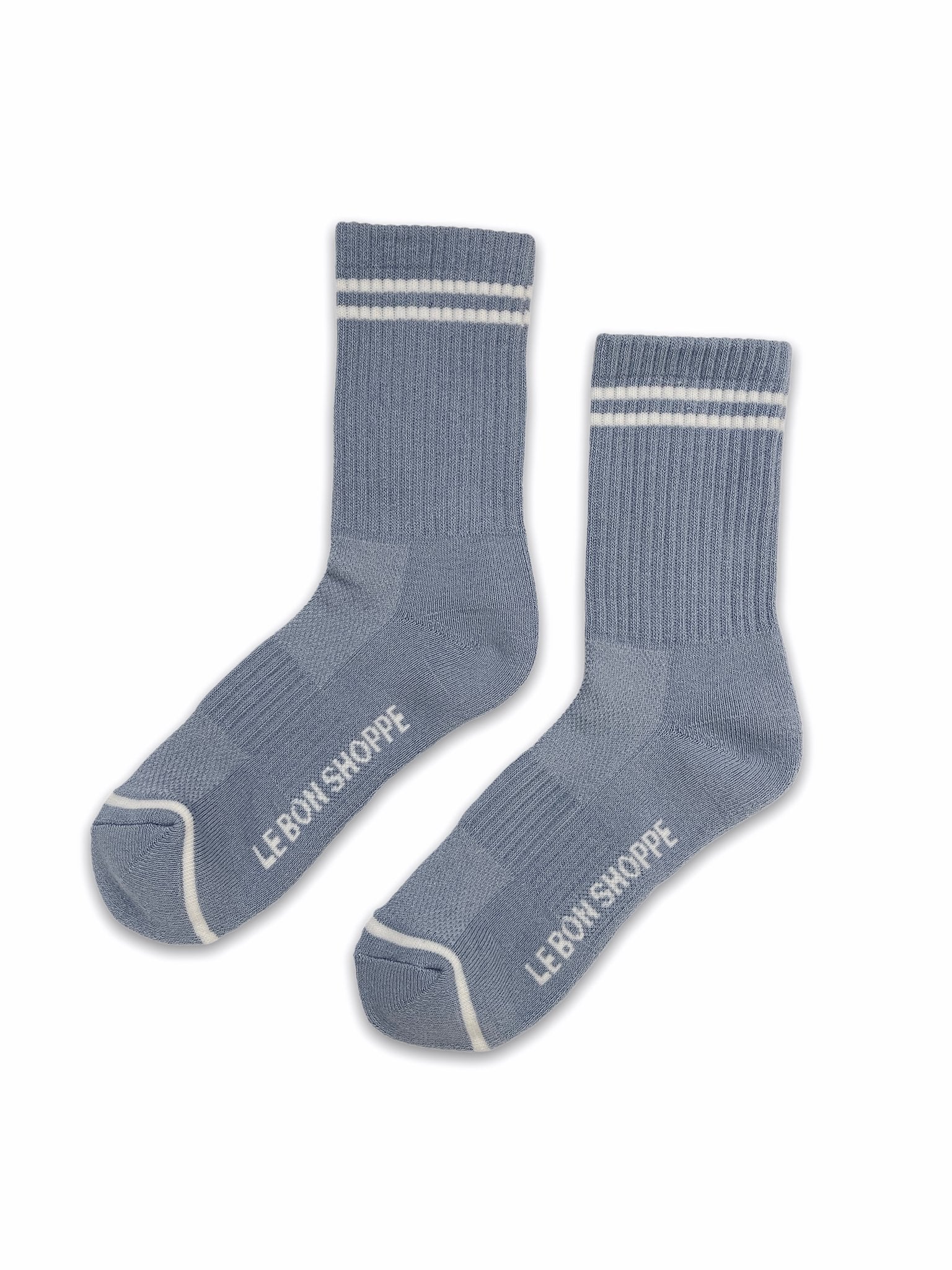 Le Bon Shoppe Boyfriend Socks, Blue Grey - White Feather Boutique