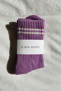 Le Bon Shoppe Boyfriend Socks - Grape - White Feather Boutique