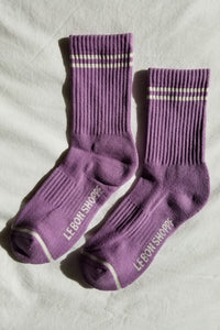 Le Bon Shoppe Boyfriend Socks - Grape - White Feather Boutique