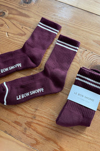Le Bon Shoppe Boyfriend Socks - Maroon - White Feather Boutique