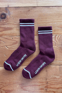 Le Bon Shoppe Boyfriend Socks - Maroon - White Feather Boutique