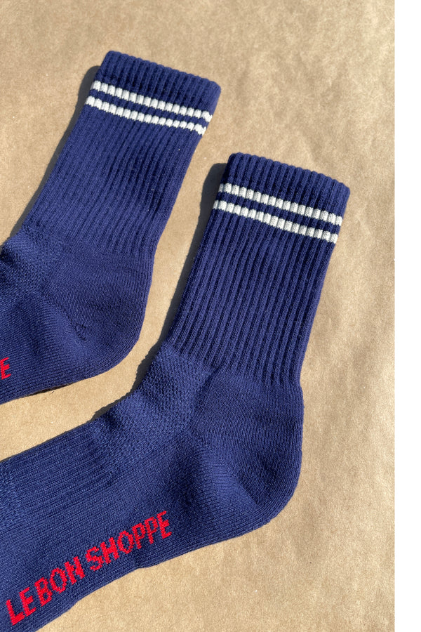 Le Bon Shop Boyfriend Socks - Navy - White Feather Boutique