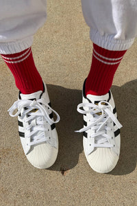 Le Bon Shoppe Boyfriend Socks - Red - White Feather Boutique