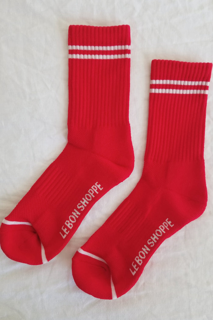 Le Bon Shoppe Boyfriend Socks - Red - White Feather Boutique