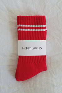Le Bon Shoppe Boyfriend Socks - Red - White Feather Boutique