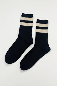 Le Bon Shoppe Her Black Varsity Socks - White Feather Boutique
