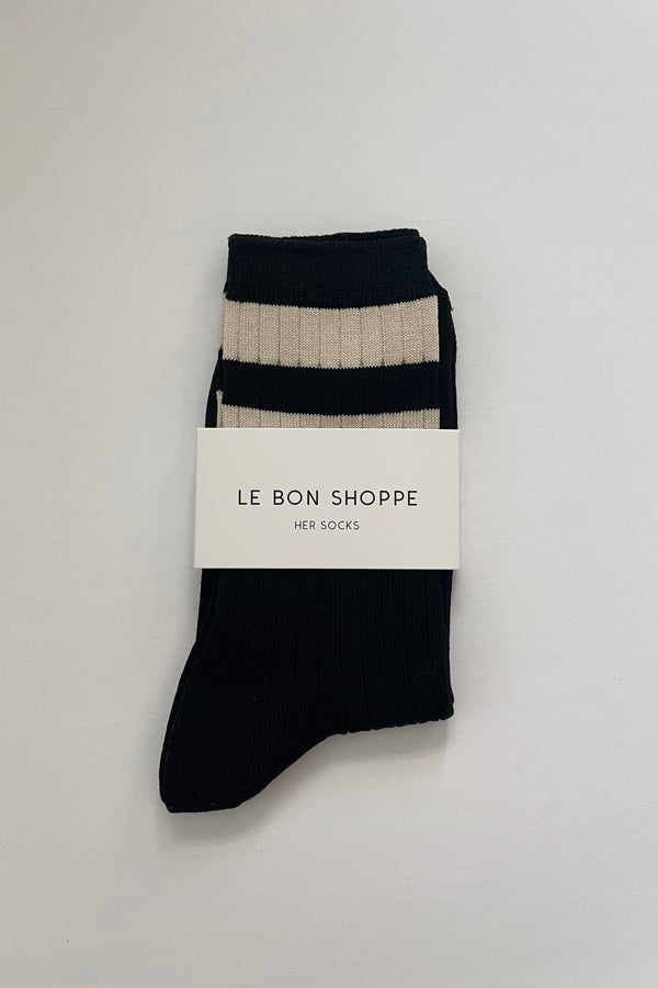 Le Bon Shoppe Her Black Varsity Socks - White Feather Boutique
